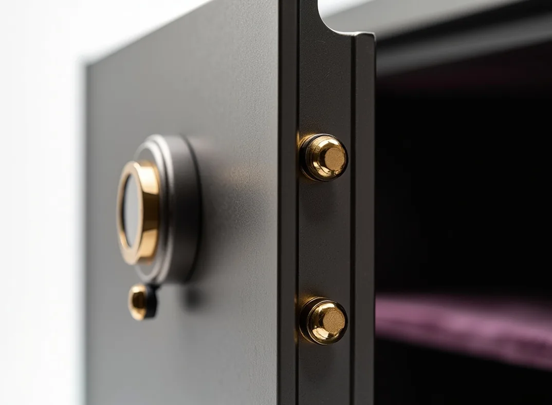 Luxury titanium safe locking mechanism with dual door edge biometric scanner